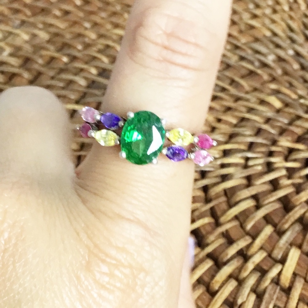 Sterling Silver 925 Colorful Jewels Size 7 Ring